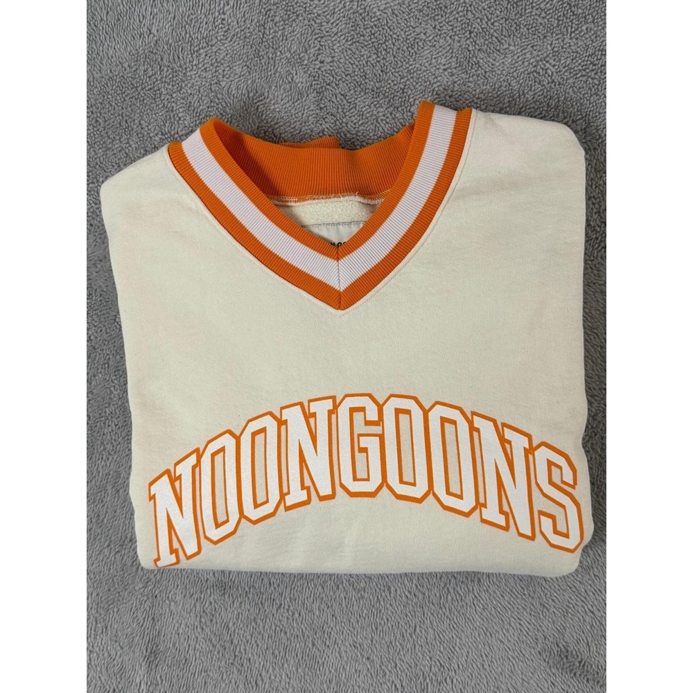 Noon Goons V Neck Sweater Mens Small Varsity Made in USA Striped Cream Orange